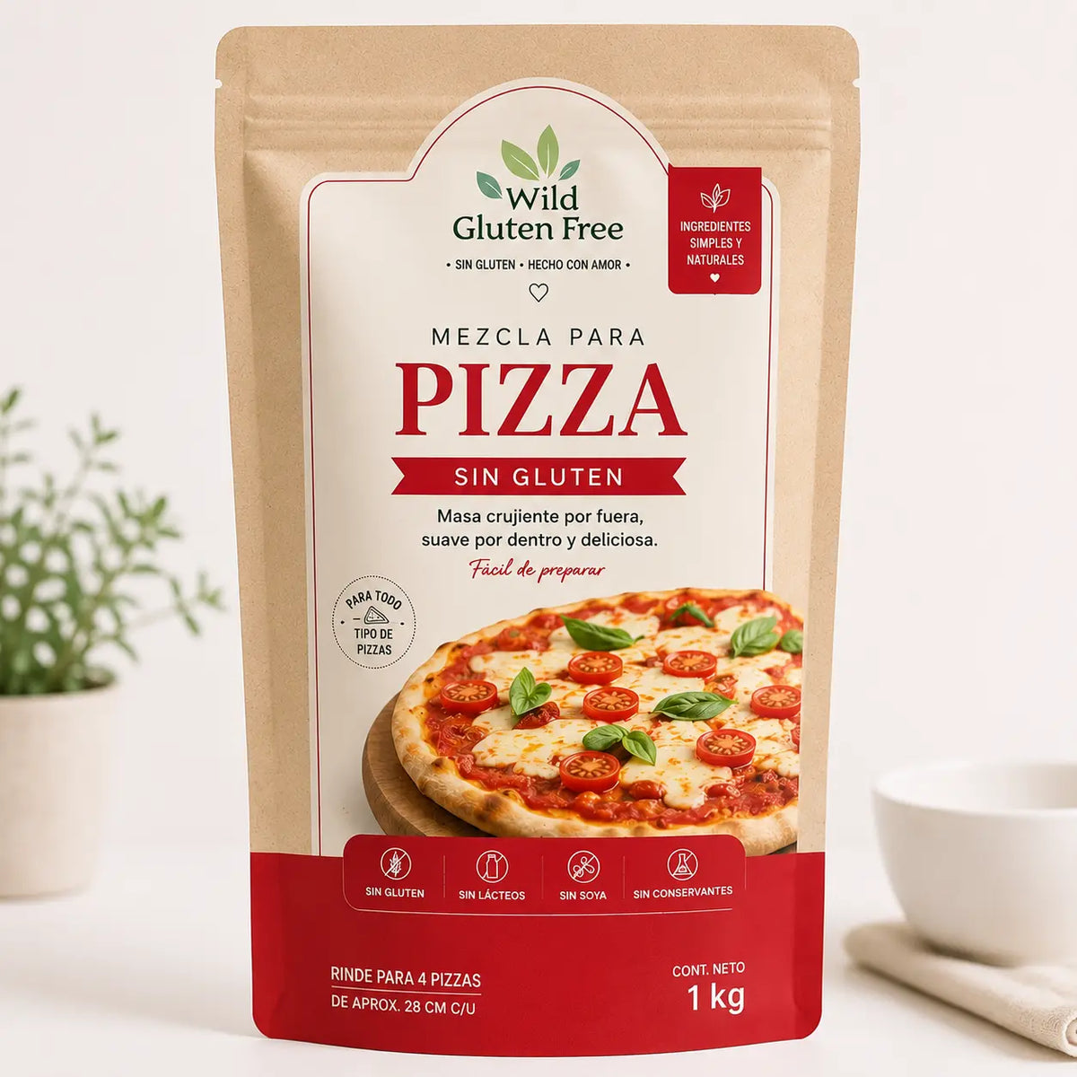 Mezcla para preparar pizzas sin gluten de 1 kg