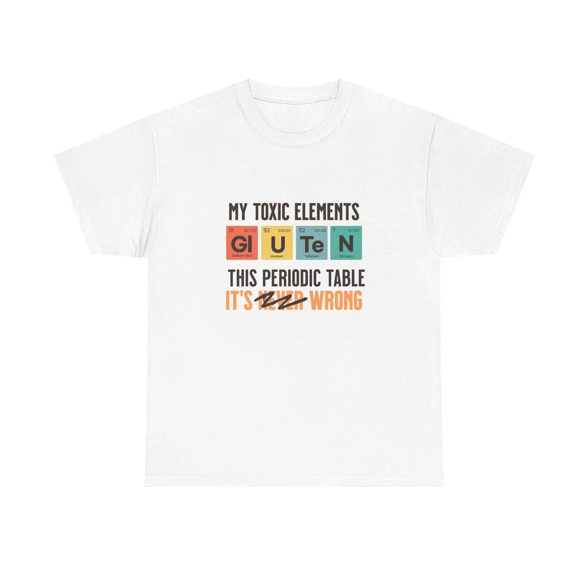 camiseta blanca con chiste para celiacos toxic gluten